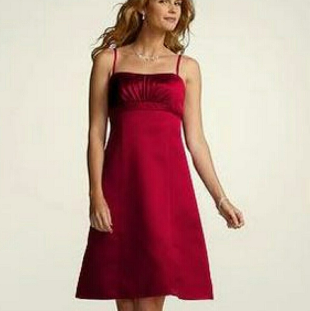 🎄❤️ David's Bridal Red Spaghetti Strap Dress